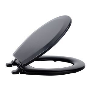 Standard Wood Soft Adjustable Hinges Toilet Seat with Close Lid, Black